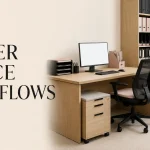 Office organization creates better workflows in a compact small-business workspace