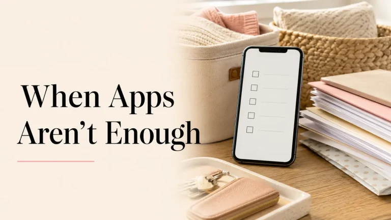 Professional organizing help provides practical support when organizing apps are not enough